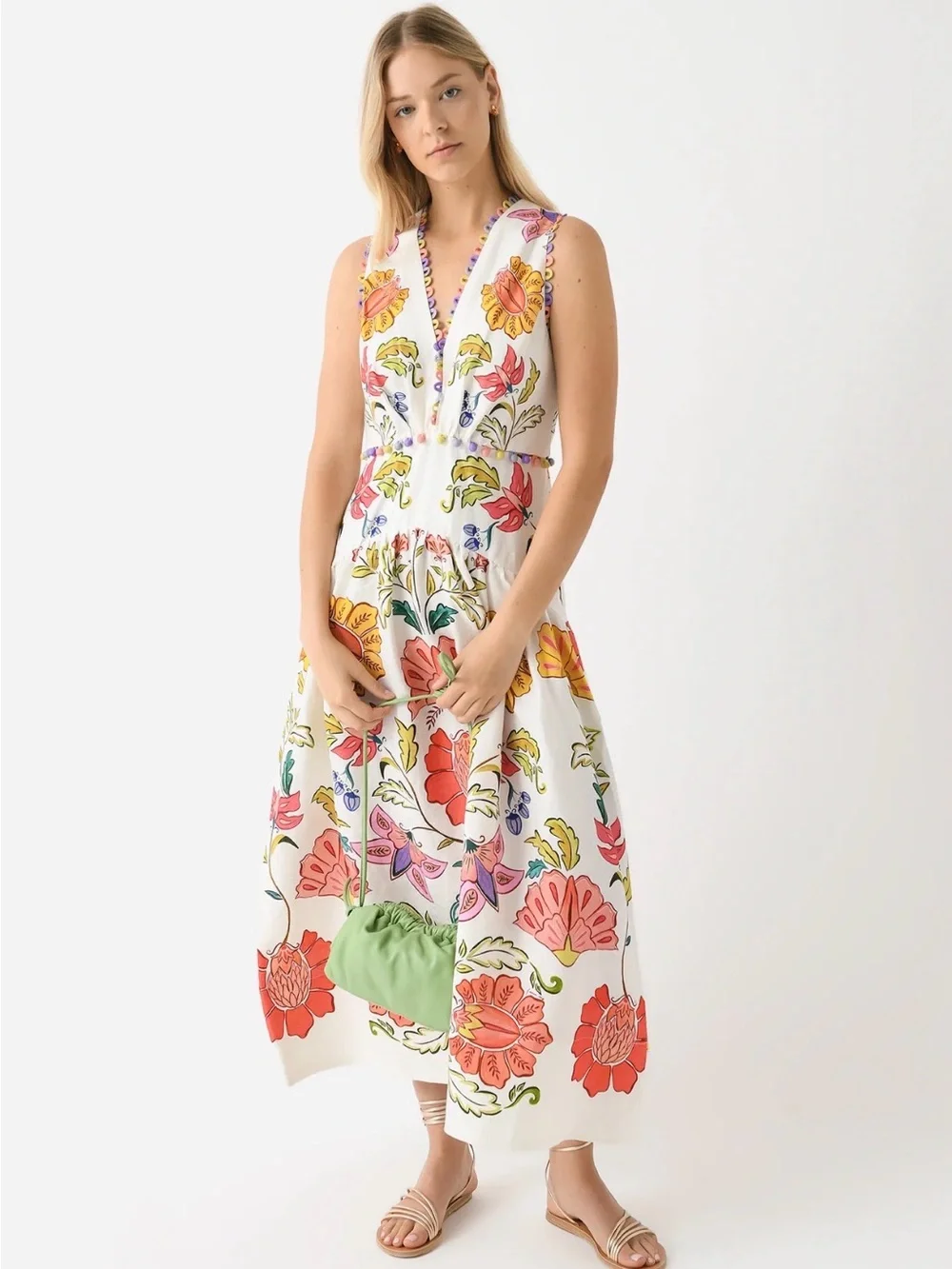 FARM Rio - Women's Floral Insects V-Neckline Sleeveless Maxi Dress XS - Picture 3 of 9